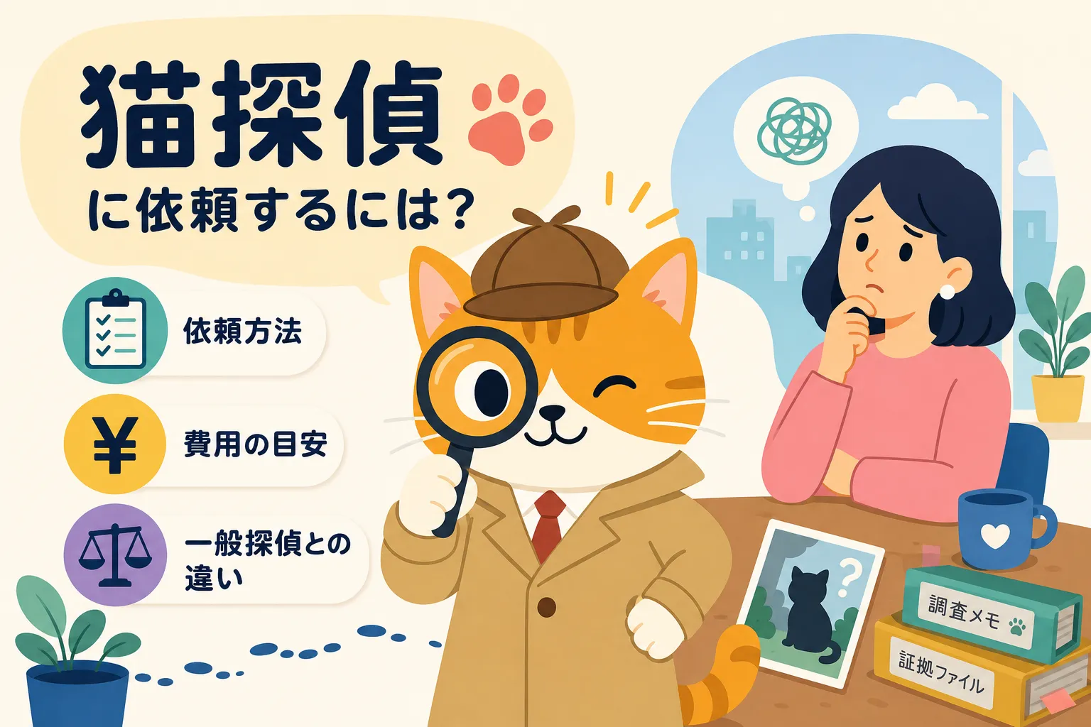 猫探偵とは?依頼方法・費用・一般探偵との違いを解説